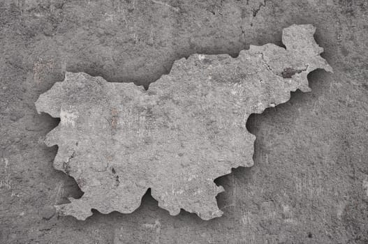 Map of Slovenia on weathered concrete