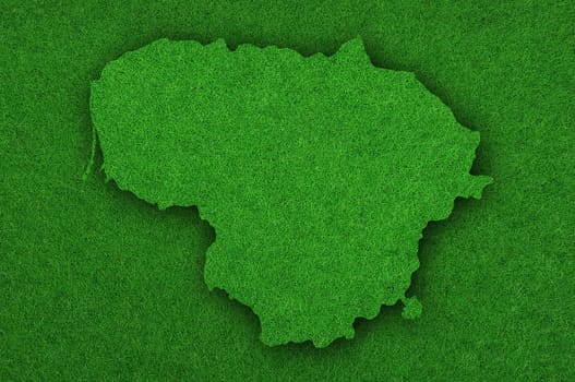 Map of Lithuania on green felt
