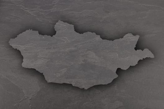 Map of Mongolia on dark slate