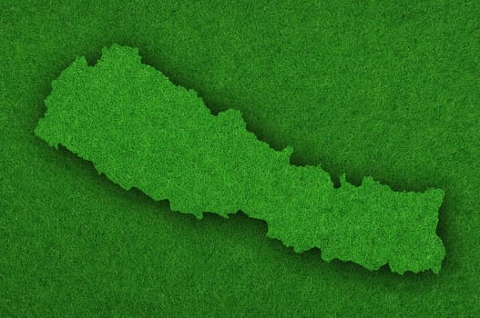 Map of Nepal on green felt