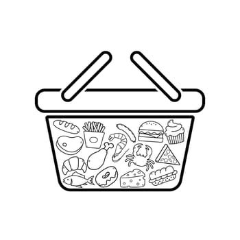 Abstract shopping cart with groceries from the supermarket - Vector illustration