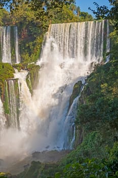 Colorful Falls on a Sunny Day in the Tropics in Iguazu Falls National Park in Argentina