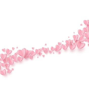 Gently pink-red hearts on a white background - illustration
