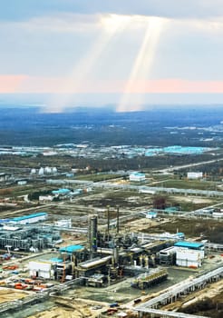 Petrochemical and refinery, industrial landscape view of the plant.
