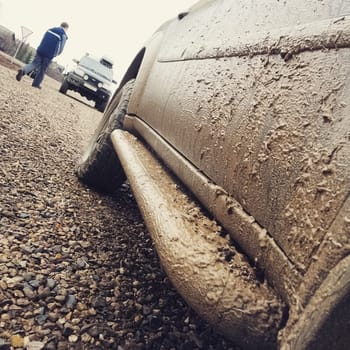 Dirt on the car. Very dirty car body. Dirt on the car. Very dirty car body.