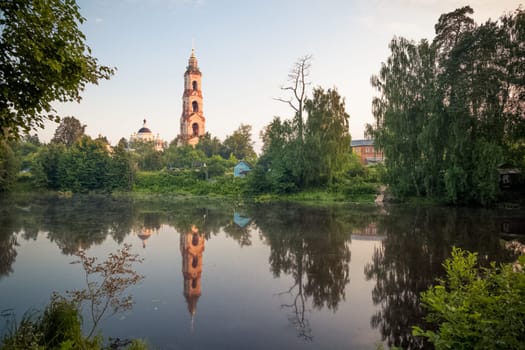 The old church by the lake. Ancient architecture in Russia