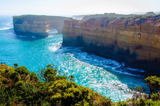 The Twelve Apostles, a famous collection of limestone stacks off the shore of the Port Campbell National Park, by the Great Ocean Road in Victoria, Australia