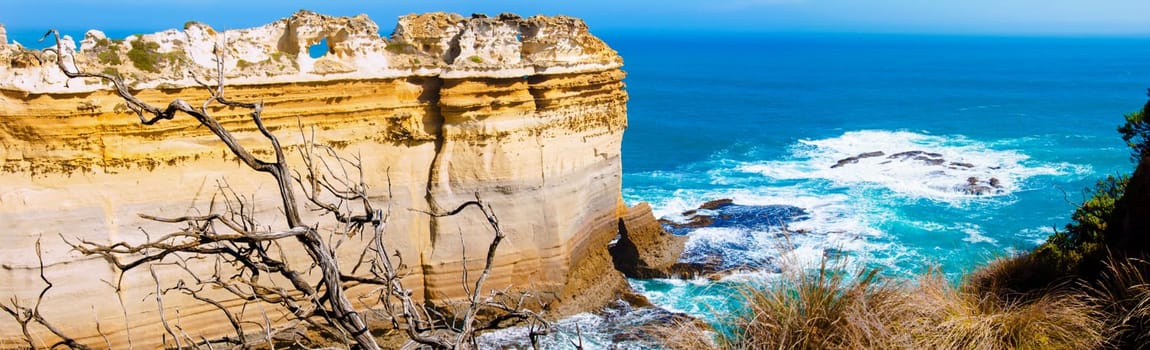The Twelve Apostles, a famous collection of limestone stacks off the shore of the Port Campbell National Park, by the Great Ocean Road in Victoria, Australia