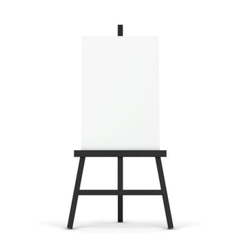 Blank easel mockup. 3d illustration isolated on white background