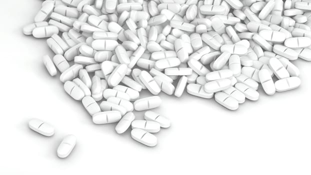 Heap of pills. 3d illustration