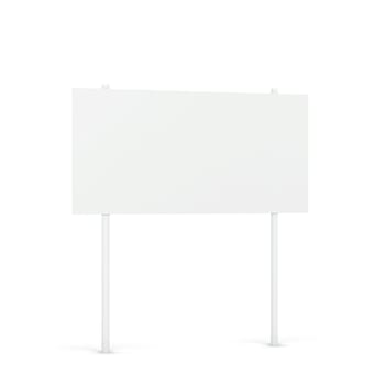 Blank white placard mockup. 3d illustration isolated on white background