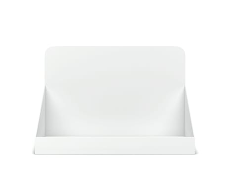 Blank cardboard display mockup. 3d illustration isolated on white background