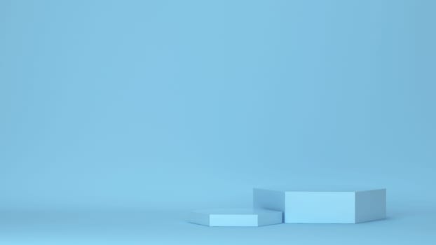 Hexagonal podiums. 3d illustration. Minimal concept