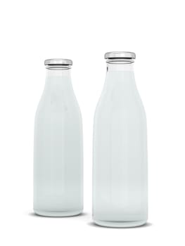 Glass bottle with water. 3d illustration isolated on white background