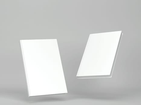Blank book cover mockup. 3d illustration on gray background