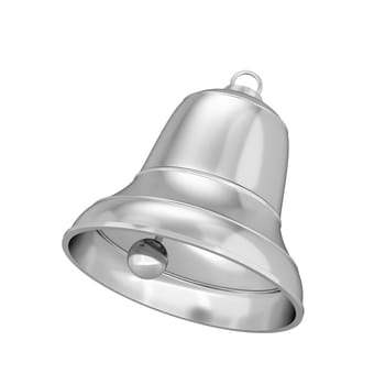 Shiny christmas bell. 3d illustration isolated on white background