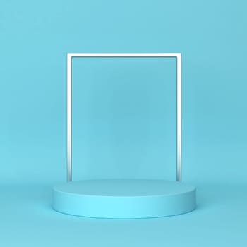 Round podium with a frame. Minimal scene. 3d illustration