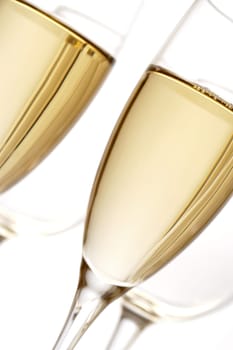 Close-up of champagne in two champagne flutes