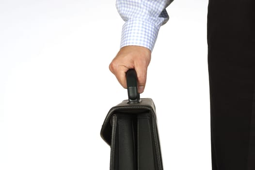 Close-up of a businessman holding a briefcase