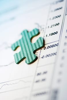 Jigsaw piece on a stock market report
