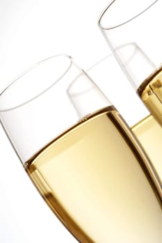 Close-up of champagne in three champagne flutes