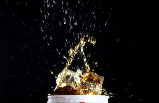 Close-up of water splashing out of a glass