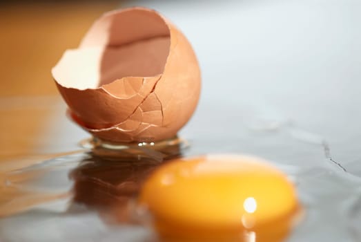 Close-up of a broken egg