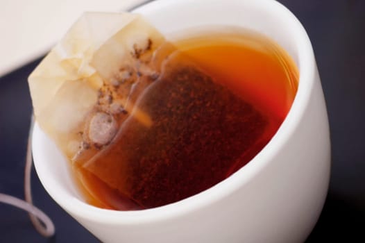 High angle view of a cup of tea