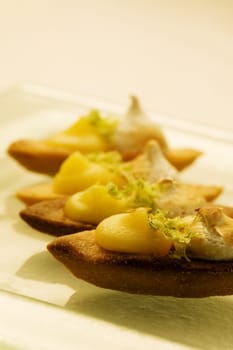Close-up of a tray of appetizers