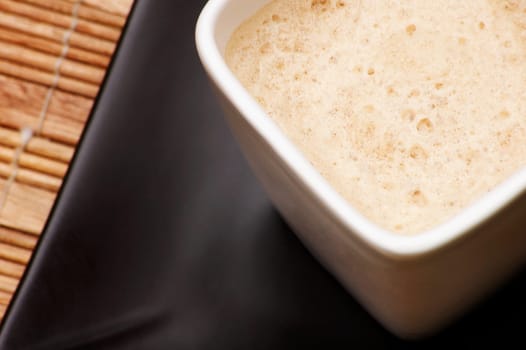 High angle view of a cup of hot chocolate
