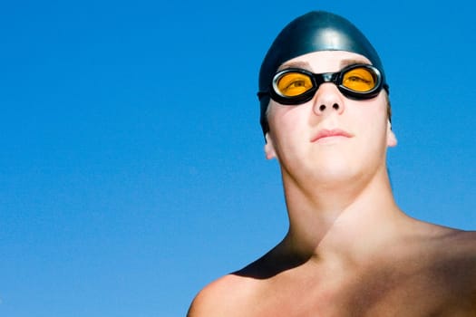 Close-up of a young man in swimwear