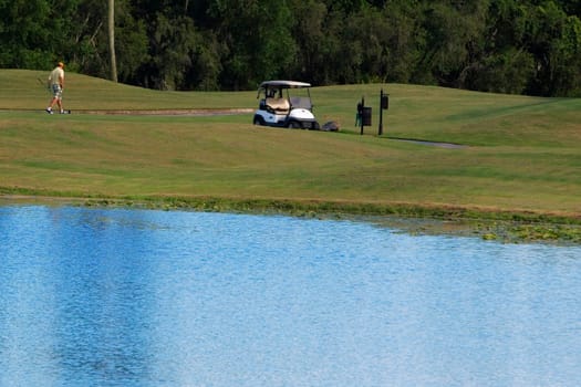 Man walking in a golf course