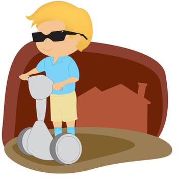 Boy on a push scooter