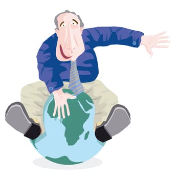 Portrait of a businessman sitting on a globe