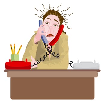 Portrait of a receptionist talking on the telephone and making a face