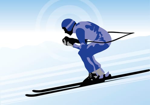 Side profile of a man skiing