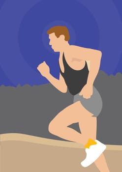 Side profile of an athlete running