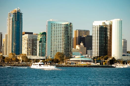 Panoramic view of downtown San Diego from Coronado Island, San Diego, California, USA
