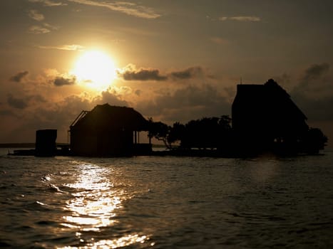 Silhouette of buildings at dusk