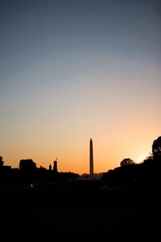 Silhouette of the Washington Monument in the distant, Washington DC, USA