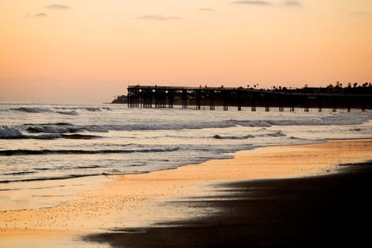 Wooden pier on a beach, San Diego, California, USA