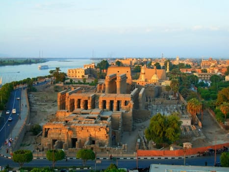 High angle view of a city, Temple Of Luxor, Luxor, Egypt