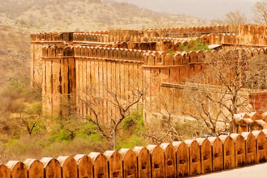 Facade of the periphery of a fort, Jaigarh Fort, Jaipur, Rajasthan, India