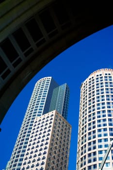 Low angle view of buildings, International Towers, Boston Harbor, Boston, Massachusetts, USA