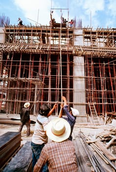 Construction workers working at a construction site, Siam City, Thailand