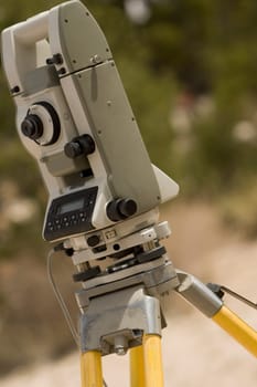 Close-up of a theodolite