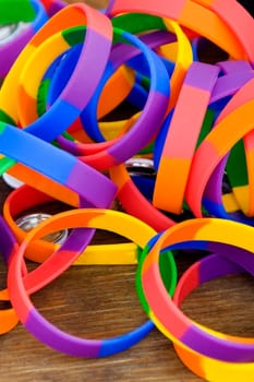 Close-up of wristbands