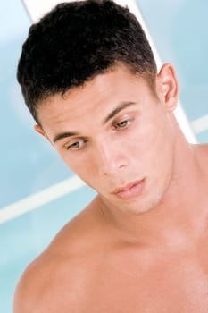 Close-up of a young man thinking