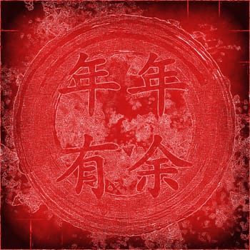 Abundance Prosperity Chinese New Year Blessing in Chinese Calligraphy