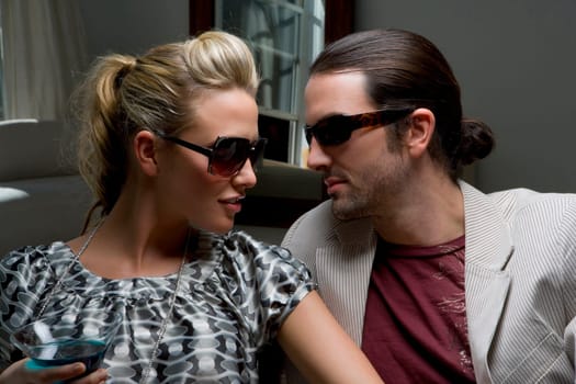 Close_up of a young couple romancing